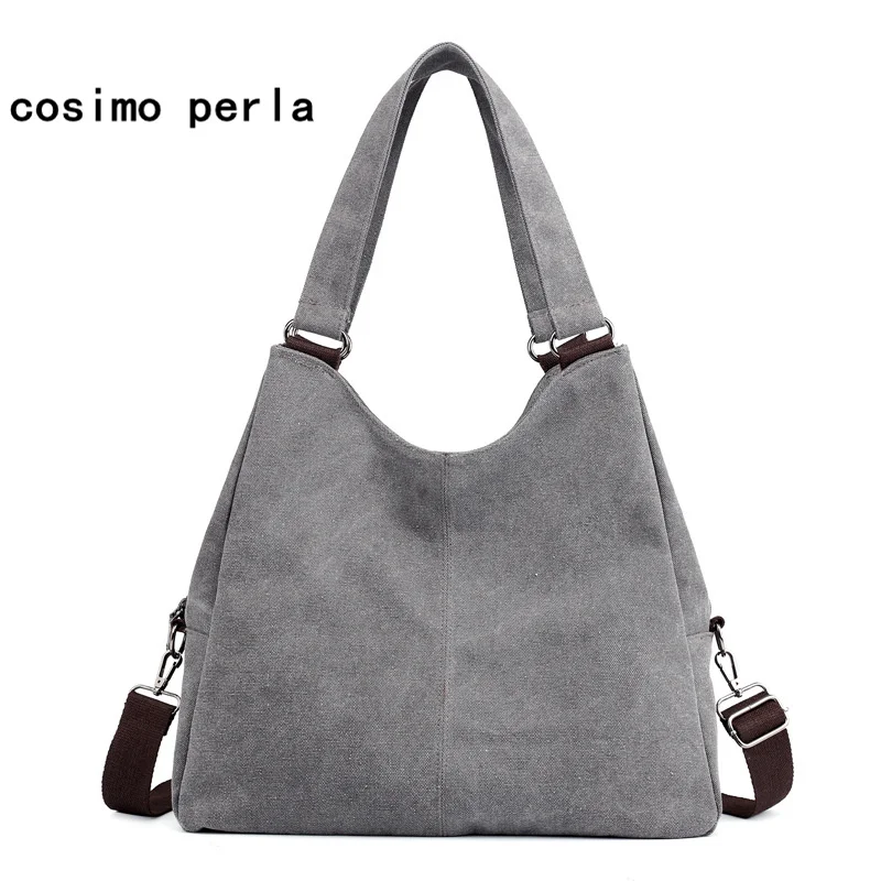 

Vintage Hobo Women's Bag Canvas Handbag Female Famous Designer Shoulder Bag Ladies Tote Fashion Large Sac a Main bolsos Mujer