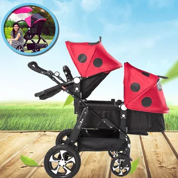 

2019 New Upgrade Twin Baby Strollers Can Sit Reclining High Landscape Folding Shock Absorber Light Baby Carriage Infant Trolley