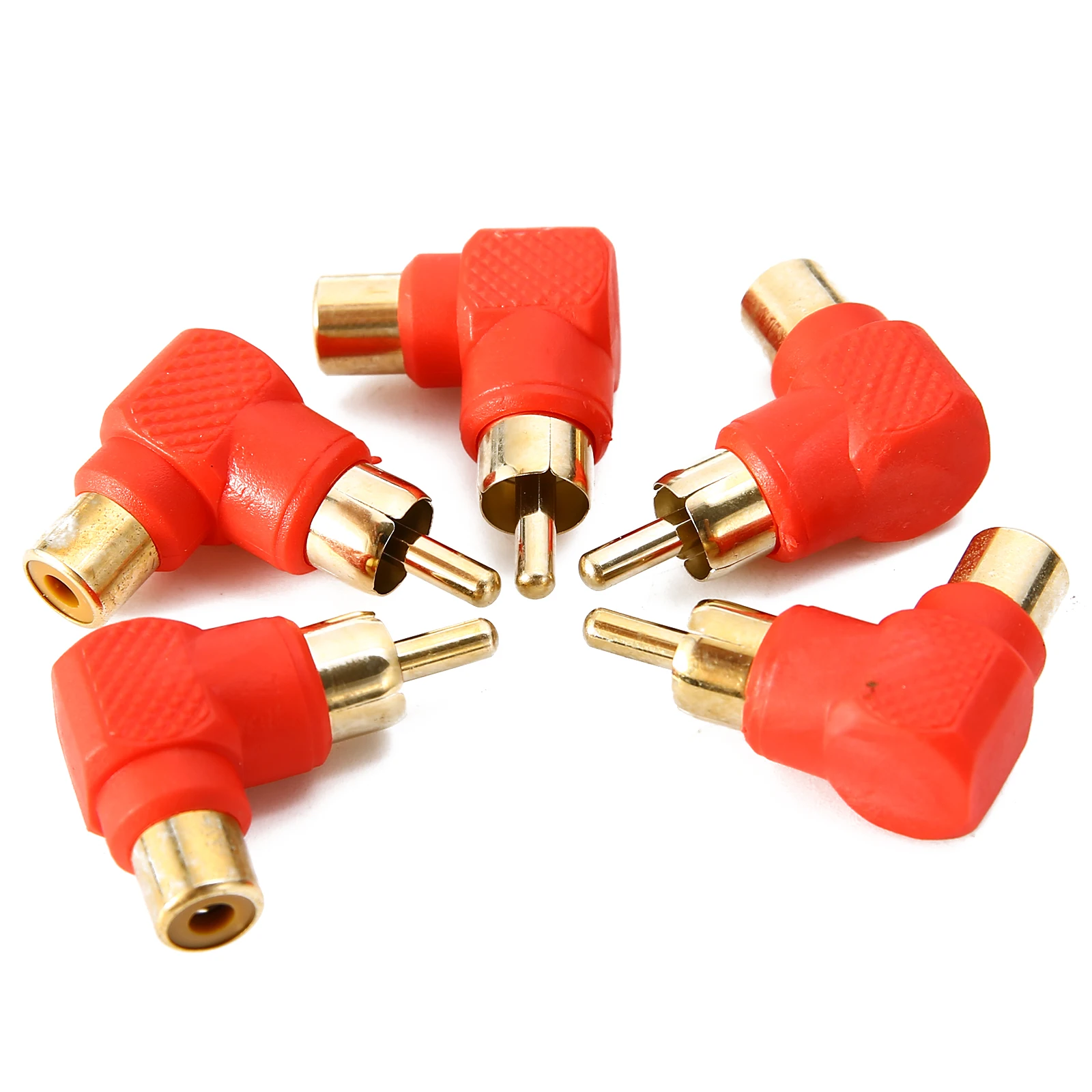 10pcs/set 90 Degree Right Angle Connector Gold Plated RCA Male to RCA Female Jack Stereo Plug Audio Adapter