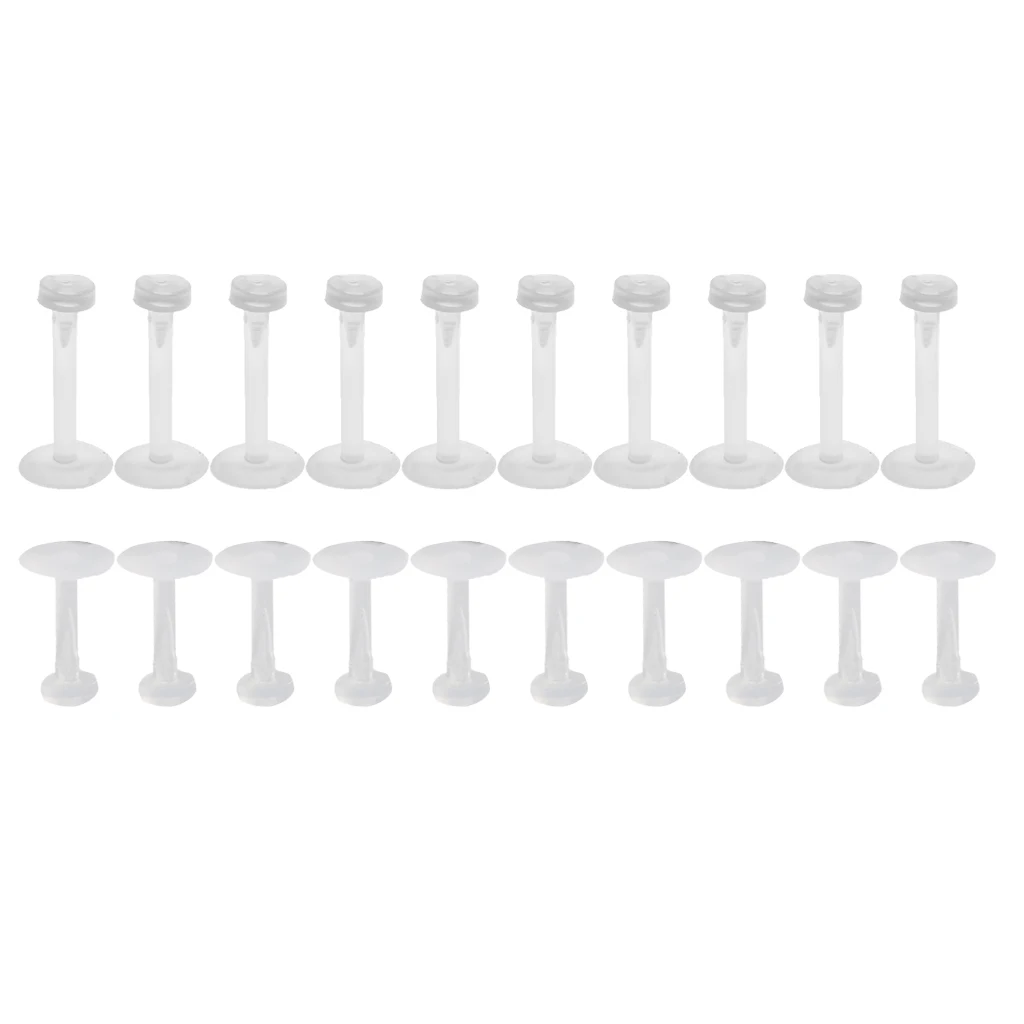 20 Pieces Bulk Transparent White Acrylic Nose Stud Barbell Lip Tongue Body Piercing for Men Women