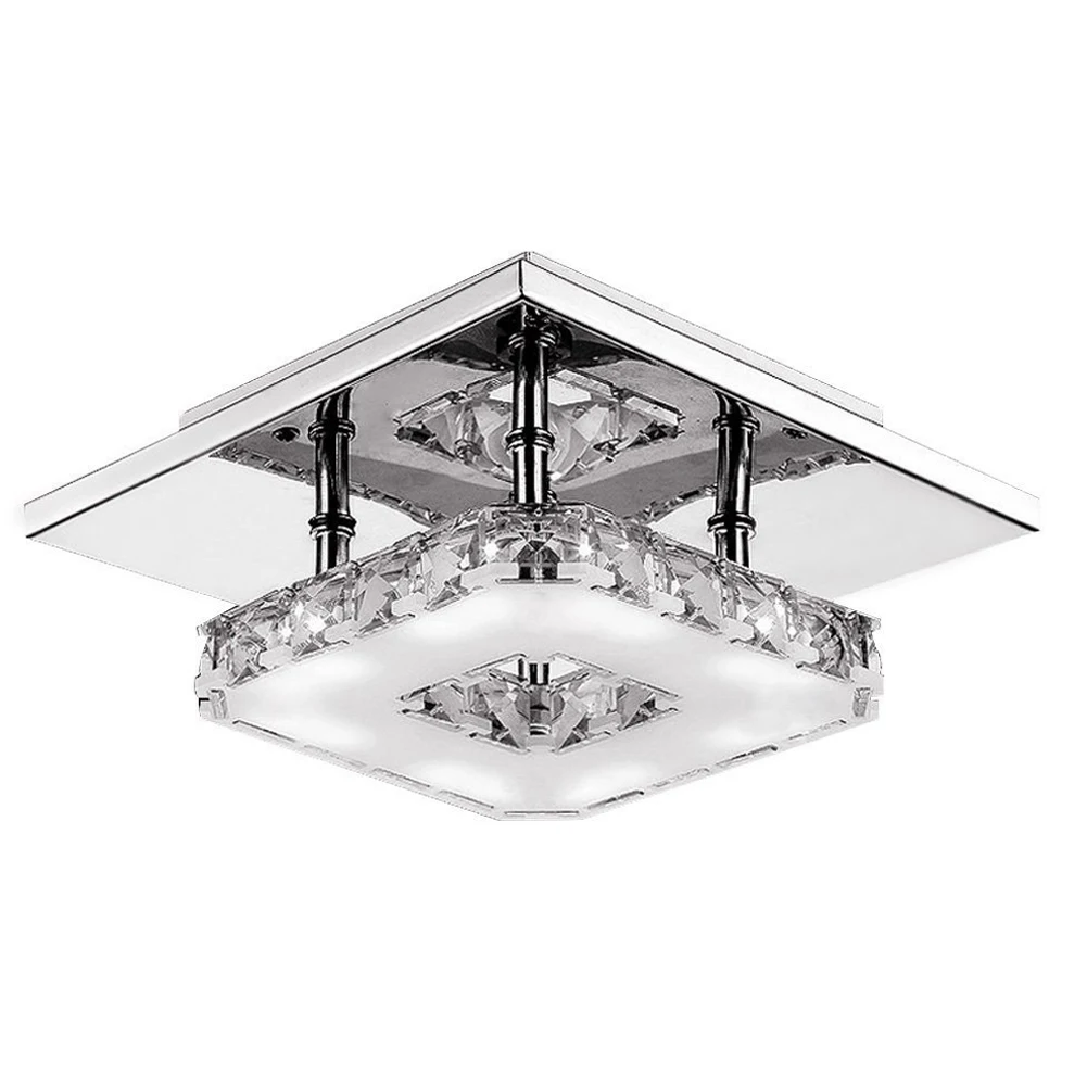 

12W Modern Crystal LED Stainless Steel Pendant Flush Lamp Decor Perfect for Hallway/ Stairway/ Bedroom/Dining Room