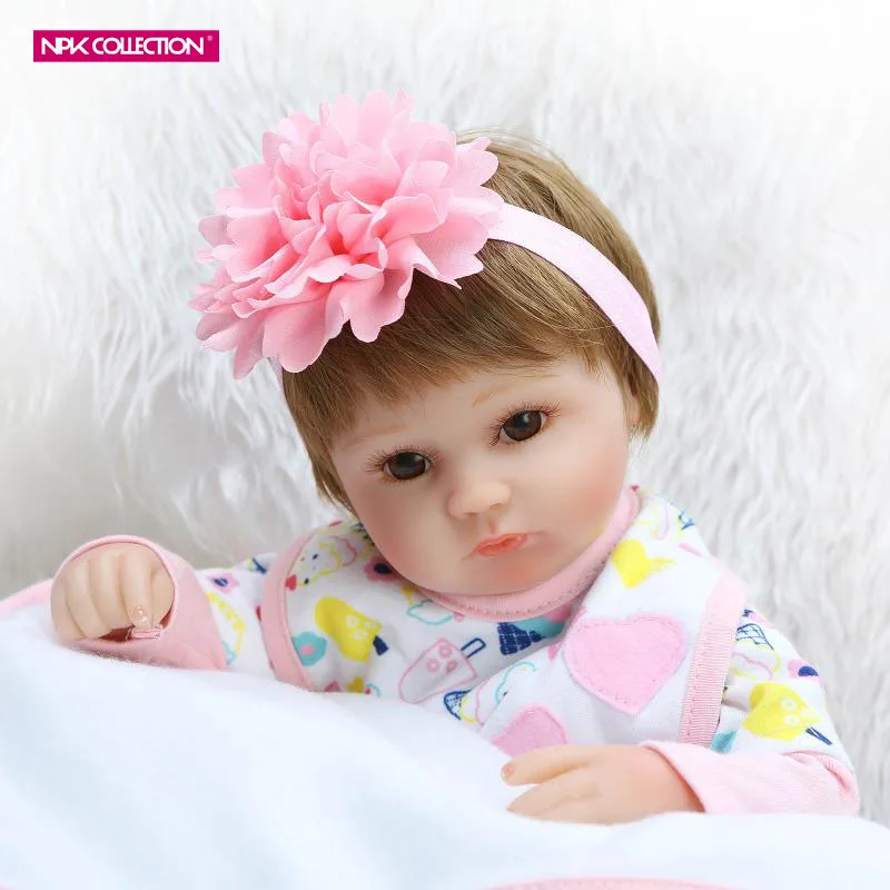 

NPK 17 Inch 42cm Soft Silicone Reborn Baby Girl Doll Lovely Realistic Looking Newborn Dolls Birthday Gift