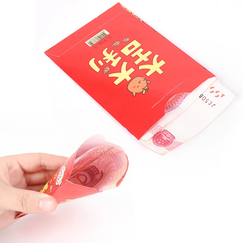 6 шт./компл. Традиционная новогодняя красная сумка для денег Hongbao китайский