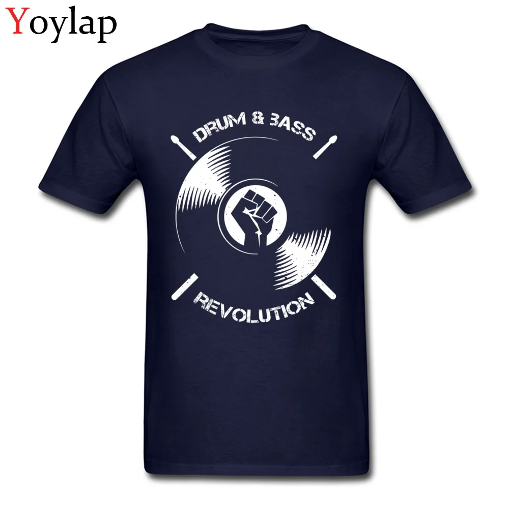 Casual Tops Shirt for Adult Slim Fit Fall O Neck Cotton Fabric Short Sleeve T-Shirt Drum And Bass Revolution Casual Tee Shirt navy