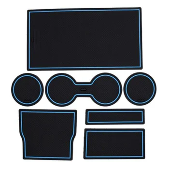 

7pcs Car Console Wrap Mat Non-Slip Gate Slot Center Protective Cup Holder Pads For Tesla Model 3 2017 2018 2019 2020 Black Blue
