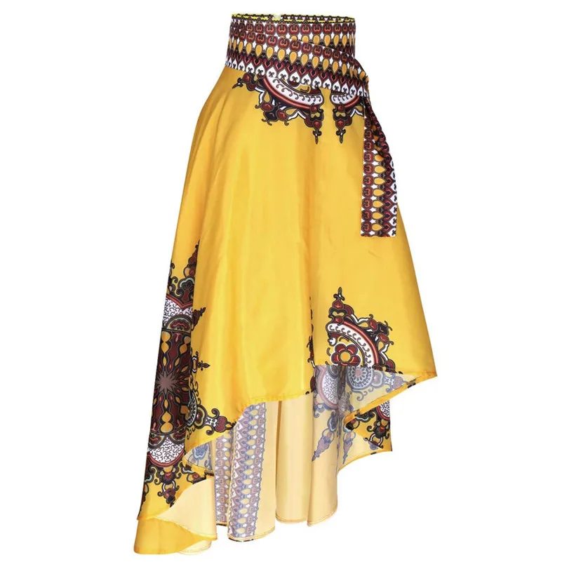 african skirts for women 2018 ankle length print ball gown skirt long summer party skirts red yellow color dropshipping 50AT307