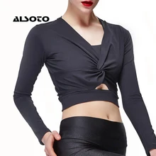 Женская Спортивная кофта для занятий йогой в тренажерном зале, топы для йоги, топы Спортивные с длинными рукавами, быстросохнущая рубашка Для Бега Спортзала, одежда спортивная рубашка