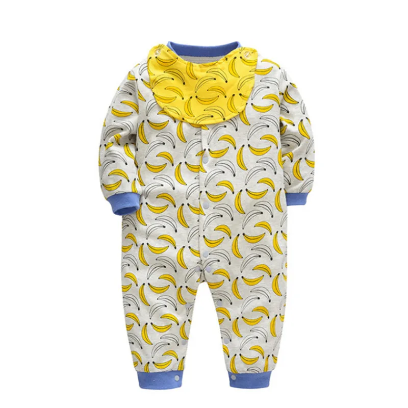 

Cutest 2pcs/set Baby Romper Body 2019 Newborn Baby Clothing Cotton Long Sleeve Cotton Infant Boys Girls jumpsuit +Bibs