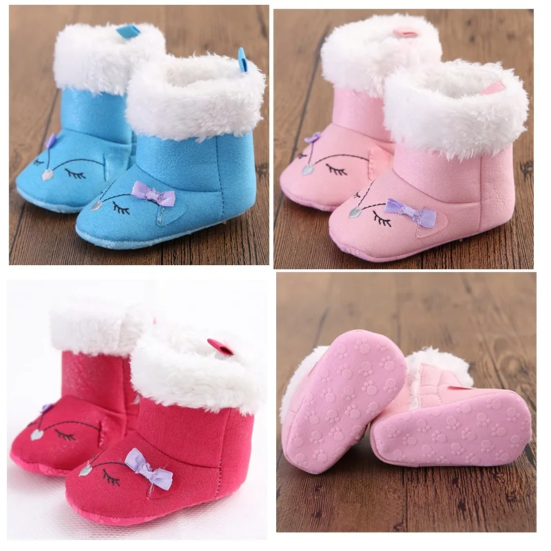 2016 New Winter Baby Ankle Snow Boots Infant Red Pink Smiling Face