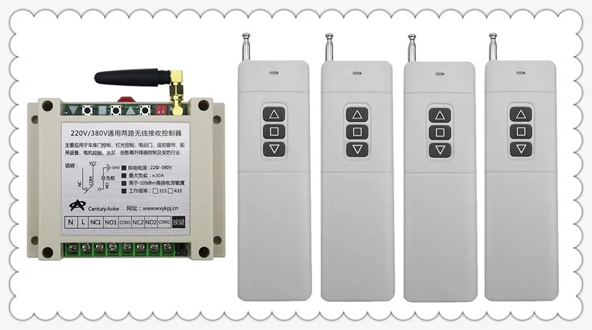 AC220V 250 В 380 В 30A 2ch 100-3000 м Long Range Дистанционное управление коммутатор 4 * 3key передатчик + приемник для Приспособления ворота гаража