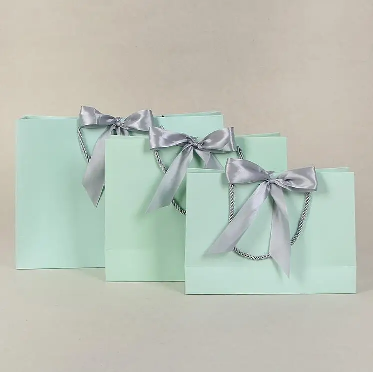 28x9x20 см белый бумажный пакет с ручками DIY Multifunction Festival gift пакет из полотняной бумаги Свадебная вечеринка подарок крафт-бумага сумка розовый - Цвет: Светло-зеленый