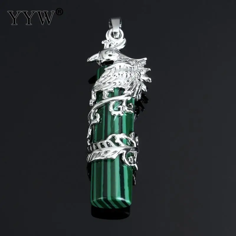 malachite Драгоценного камня Подвески ювелирные изделия с латунной Феникс натуральный и различные материалы для выбора - Окраска металла: malachite