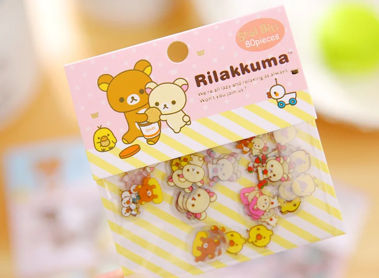 80 шт/1 лот kawaii наклейки для скрапбукинга Rilakkuma дневник планировщик наклейки декоративные этикетки печать Скрапбукинг альбомы фототаг