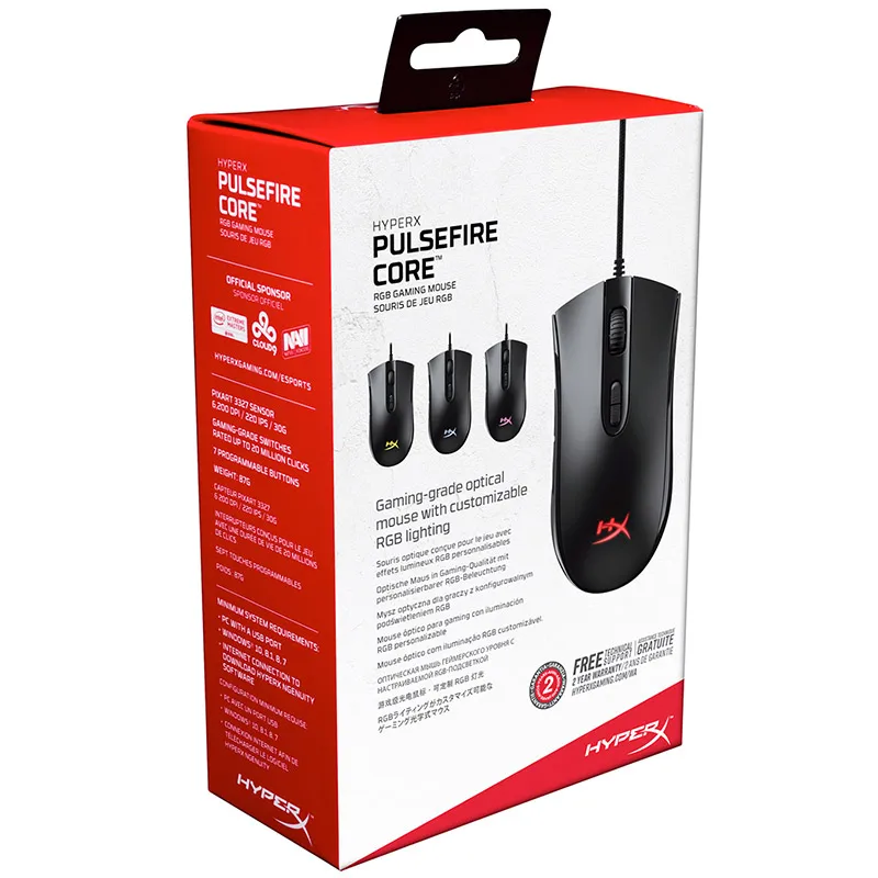 Профессиональная игровая мышь Kingston HyperX Pulsefire Core 100% оригинальная проводная Pixart 3327