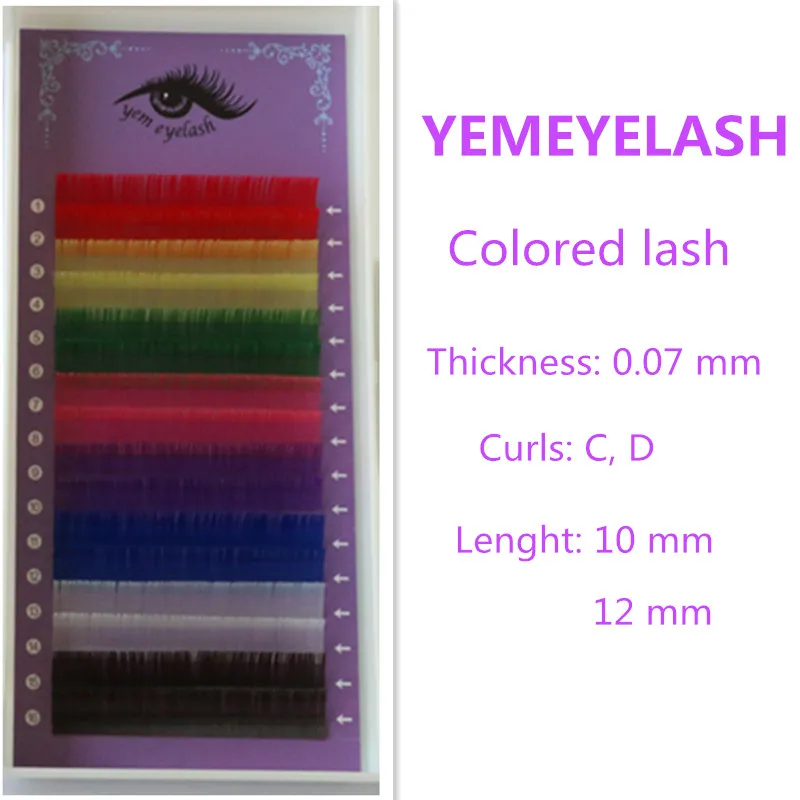

0.07,8colors,colored Faux mink individual eyelashextension,volume lashes extension for professionals,colorful soft mink eyelash