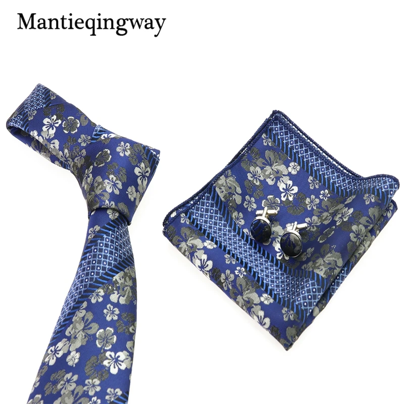 Mantieqingway цветочный полиэфирный 8,5 см галстук для мужчин классический цветок карманные Квадратные Запонки Свадебный носовой платок для жениха деловой ГАЛСТУК