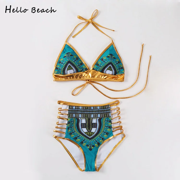 HELLO BEACH,, сдельный купальник, бандаж, боди, Африканский принт, купальник, женский, с высокой посадкой, монокини, сексуальный, с высоким воротом, трикини - Цвет: One Piece 53