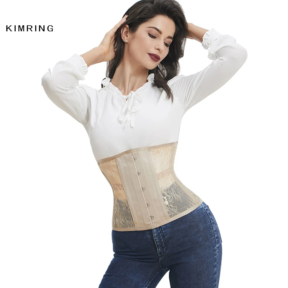 Kimring, винтажный корсет под грудь, бюстье со стальным каркасом, сексуальный, видеть через корсет, модный пояс, для тренировок, песочные часы, бюстье, корсет