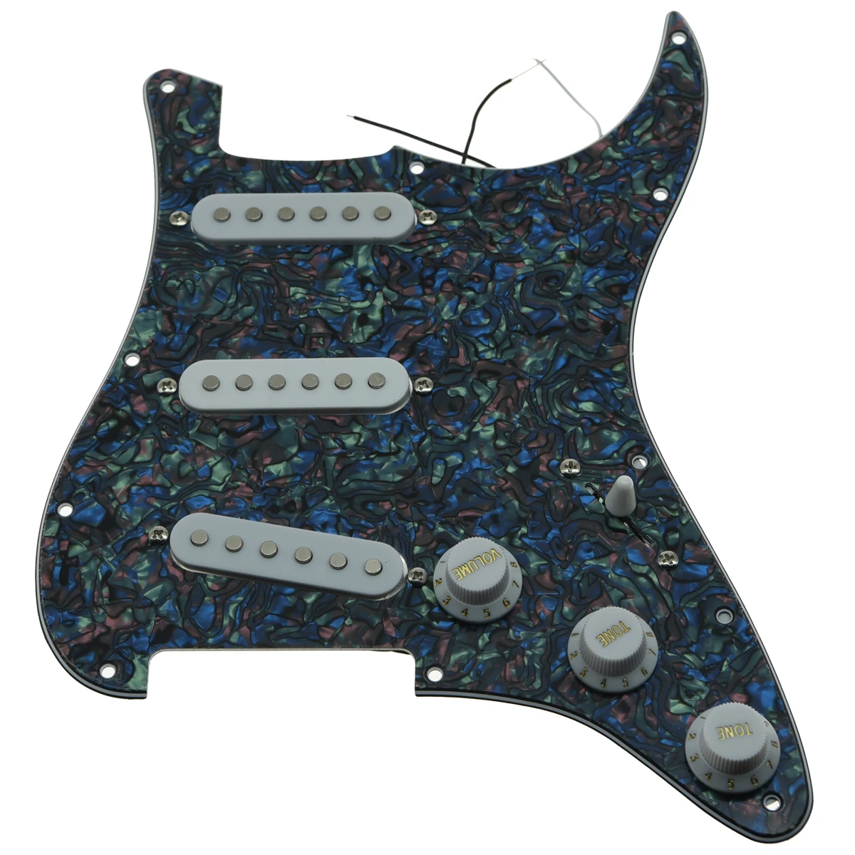 KAISH различные пользовательские Strat Pickguard Prewired ST SSS Pickguard с керамическими звукоснимателями подходит для Fender загруженный Pickguard - Цвет: Abalone Pearl-WH