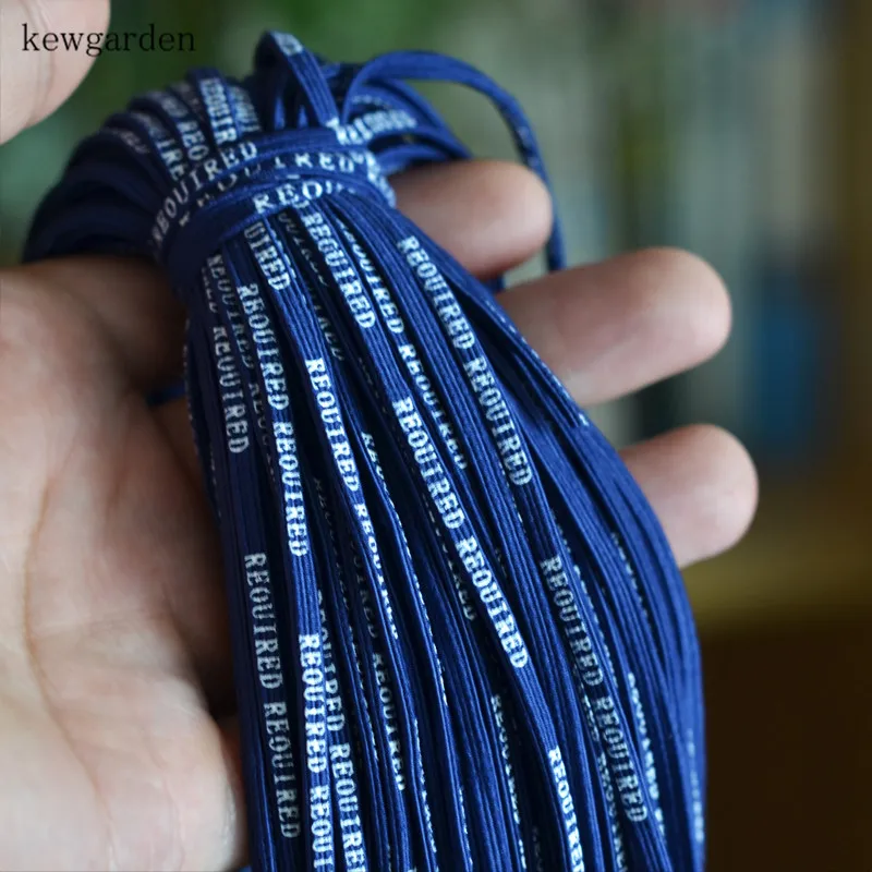 Kewgarden 3 мм Печатная английская буква высокая эластичная плоская резинка DIY бант атласная лента вручную изготовленная лента аксессуары 15 метров - Цвет: Темно-синий