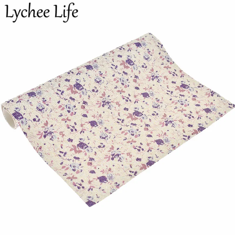 Lychee жизнь с цветочным принтом блестящая кожаная ткань A4 29x21 см искусственная ткань DIY Ручная работа шитье одежды аксессуары