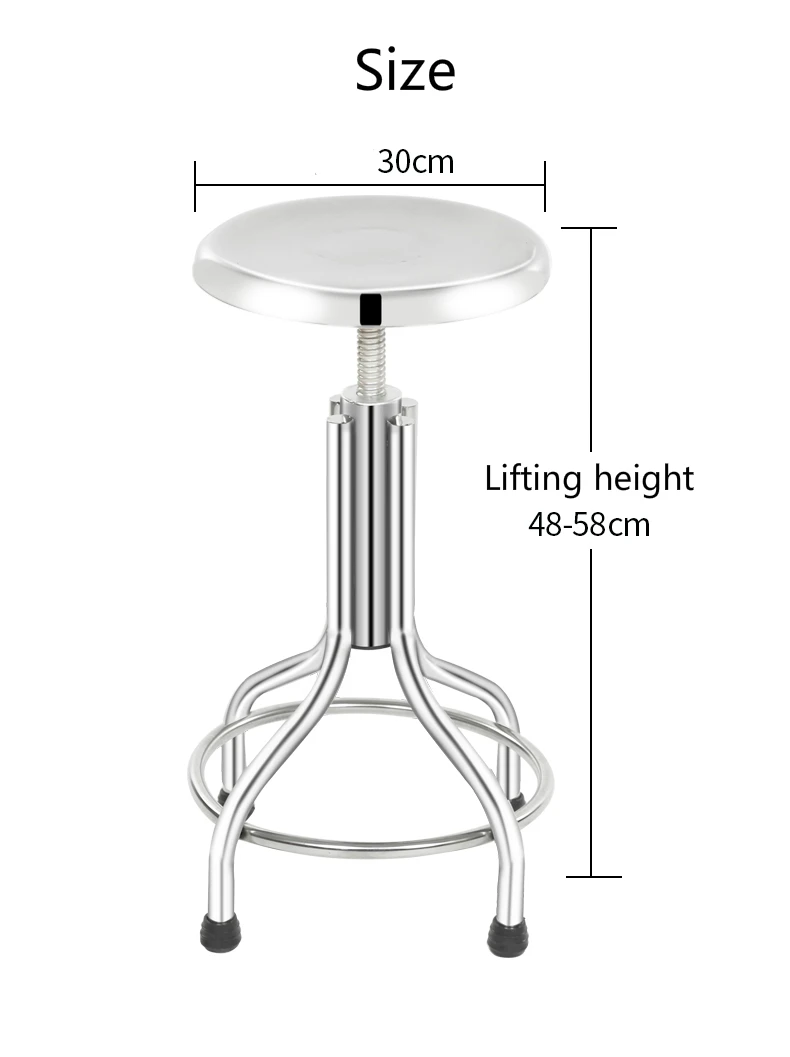 Безопасный Нержавеющая сталь спираль подъемные с фиксированным барный стул Заводская лаборатория Персонал стул поднял стабильный