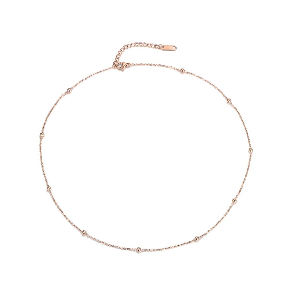 

JeeMango Creative Round Beads & Squares Chain & Link Necklaces Jewelry Titanium Steel Chokers Necklace For Women Collier N18062