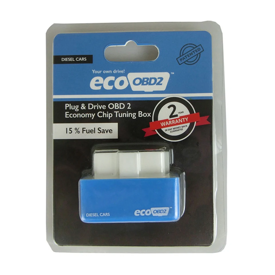 Синий EcoOBD2 для дизельных автомобилей экономичный чип тюнинговая коробка Plug& Drive obd2 Поворотная коробка производительность 15% экономия топлива