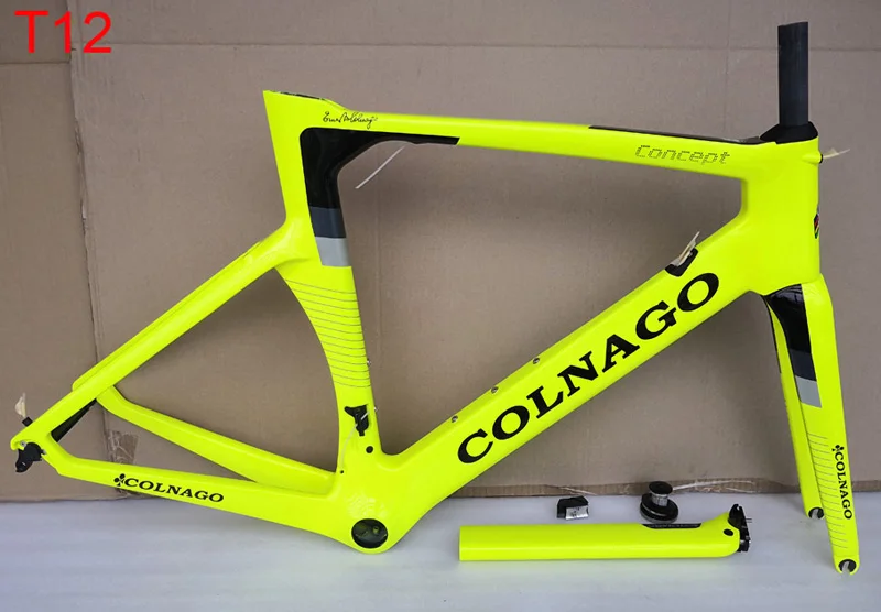 Fluo желтый T07 Colnago концепция рама дорожный велосипед карбоновая рама подходит как di2 Механическая группа доступны размер XXS XS s m l xl - Цвет: T12