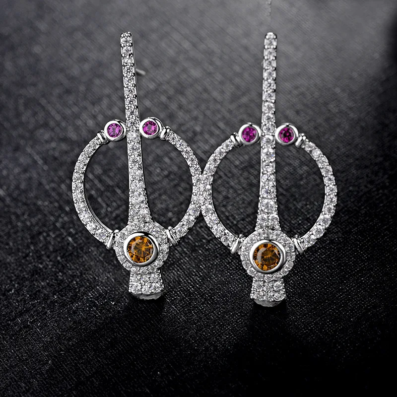 

novel design jewelry unique violin shaped CZ Pave stud earring for women accessories