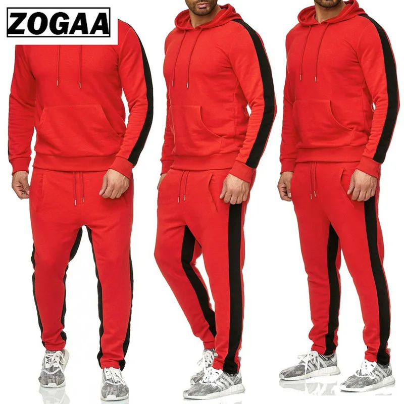 ZOGAA Brand Mens Gyms Casual Tracksuit Two Piece Sets Fitness Men Sweat Suit 2 Pieces Tops And Pants Set For Male Outfits