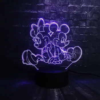 

Night Light Cartoon Micky Minnie Mouse USB Charge 7 Color Battery Power LED Baby Sleep Decor Table Luster Children's Day Gift