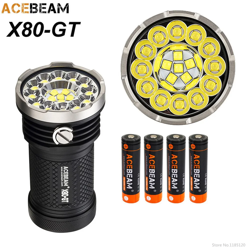Acebeam X80GT фонарик 18 * CREE XHP50.2 max 32500 люмен луч бросок 369 м факел с 4*3100 мАч батарея NITECORE I4