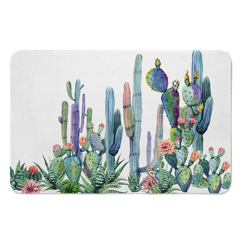 African Tropical Cactus Plants Desert Plant Succulents Stamp Floor Mat Rug Footcloth for Home Almof
