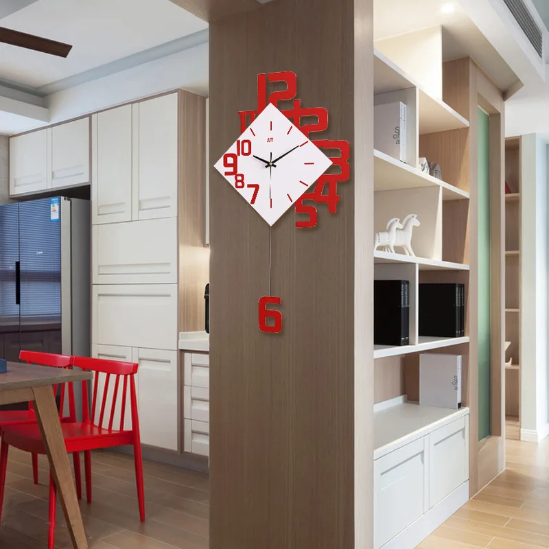 Ceny Huśtawka Nordic zegar nowoczesny Design salon zegary ścienne Home europejski wystrój kreatywny prosty duży zegarek kwarcowy