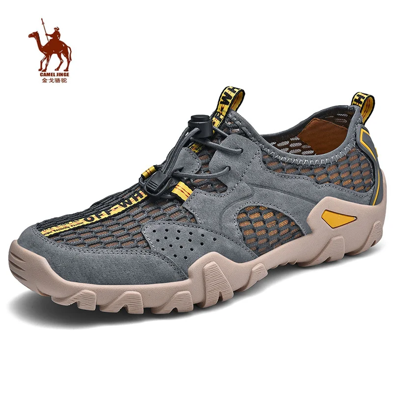 

CAMEL JINGE 2019 New Outdoor Shoes Trekking Summer Size 45 Colors Slip on Beach Waterproof Leather Utility Hiking Shoes for Men