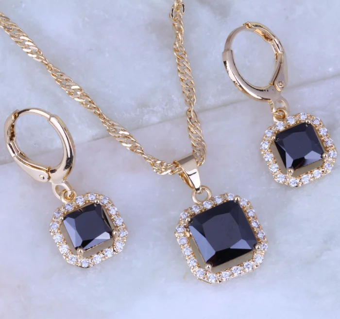 Top Quality Black Imitation Onyx Cubic Zirconia Necklace/Pendant/Hoop