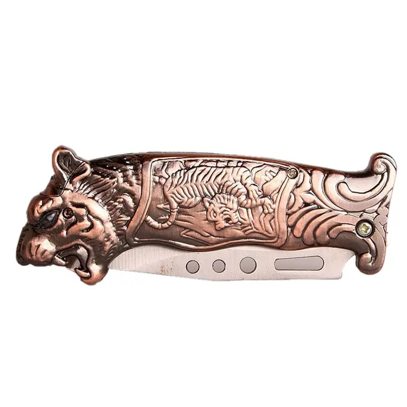 

Tiger Head Metal Lighter Smoking Cigarette Lighter Knife Butane Gas Refillable Tiger for Man Outdoor Gifts Camping Random Color