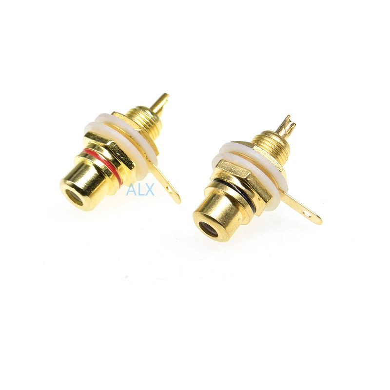 

10PCS Panel Mount Gold Plated RCA Female plug Jack Audio Socket Amplifier Chassis Phono Connector with nut solder cup