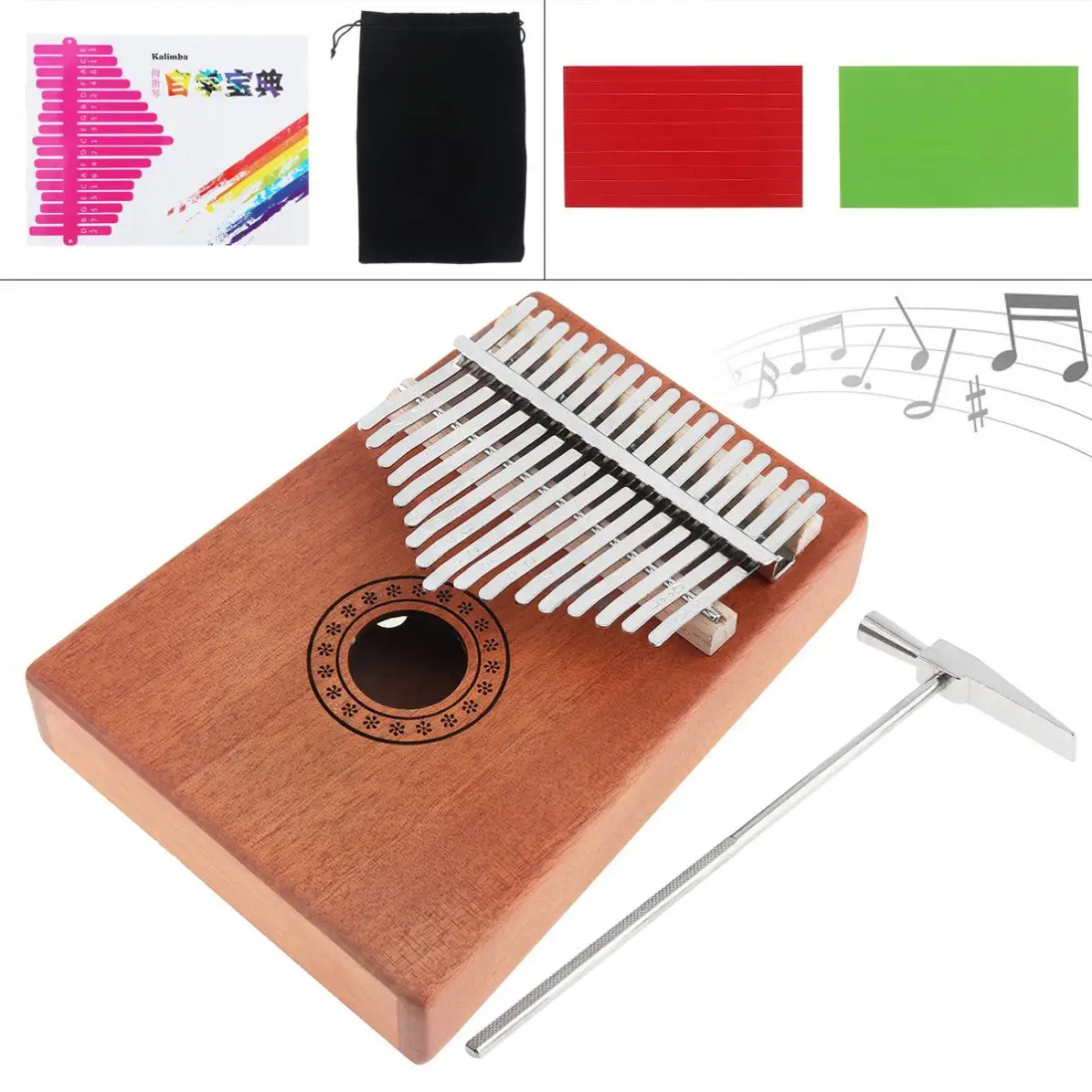 17 клавишное пианино Kalimba однобортное из красного дерева для большого пальца Mbira