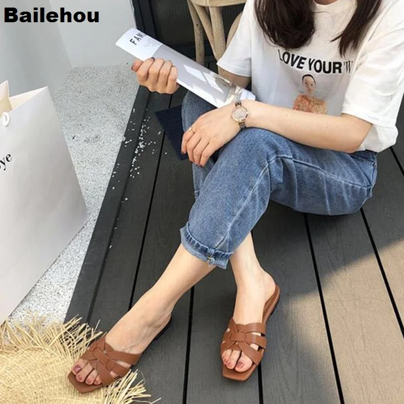 Bailehou 2019 Новые повседневные тапочки на плоской подошве летние пляжные шлепанцы