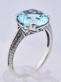 

2015 romantic fashion party delicate non-mainstream contracted female paragraph 925 sterling silver ring aquamarine ring