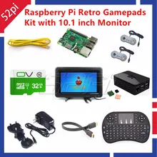 52Pi Raspberry Pi 3 Model B 32GB RetroPie Game Kit with 2pcs Gamepad Joystick and 10.1″ 1366*768 LCD Display LCD Screen Monitor