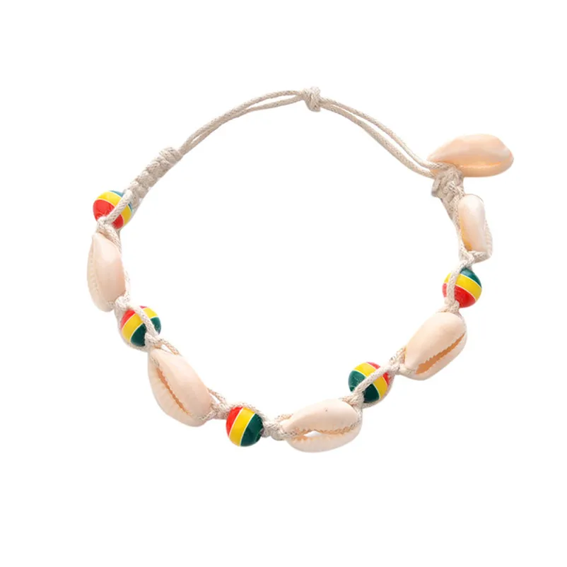 NEW Beads anklets for Women's Cowrie Beach Anklet Natural Shell and Wood Beads Vintage Ankle Bracelet Sandals Pulseras J28#N (2)