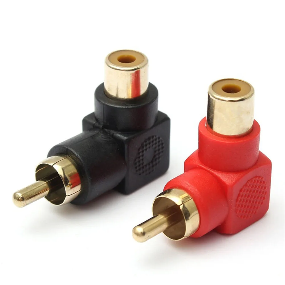 

2 Pcs 90 Degree RCA Right Angle Connector Plug Adapters Male To Female M/F 90 Degree Audio Elbow Adapter