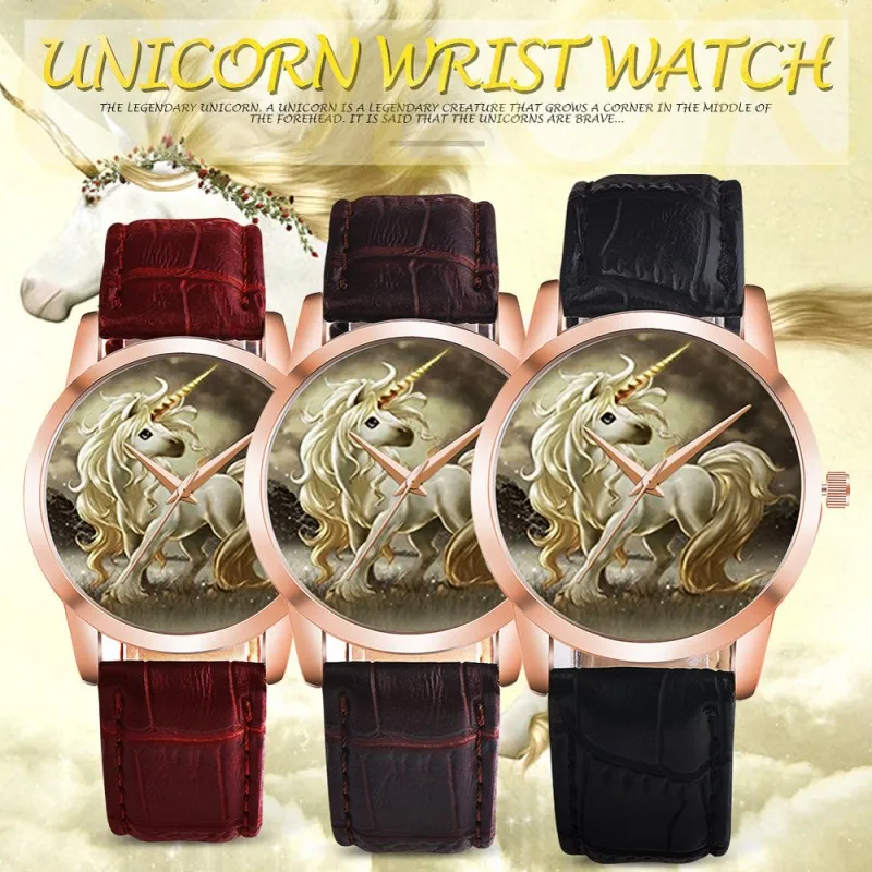 

Fashion Girls Women Children's Watch unicorns kids Cartoon Leather Quartz Analog Casual Student Wristwatches Relogio kol saati