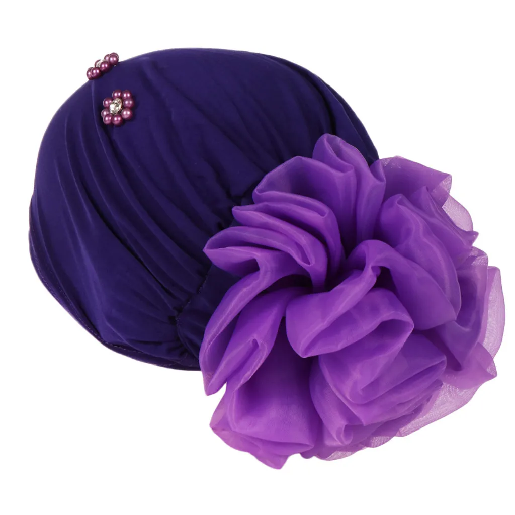 Летние шапочки без полей для женщин сплошной цвет Эластичный Тюрбан объемный