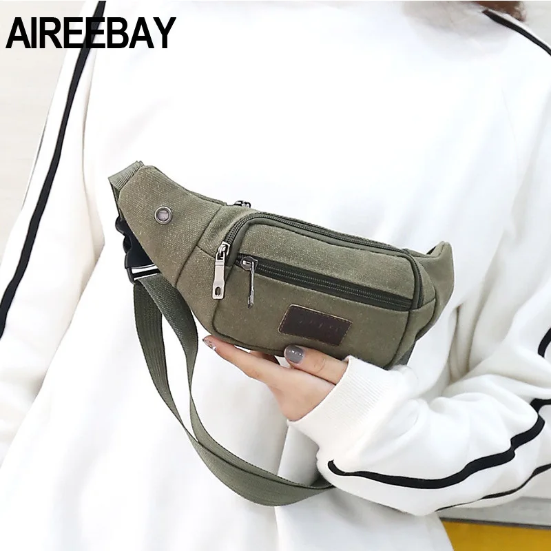 Поясная Сумка AIREEBAY для женщин и мужчин холщовая поясная сумка унисекс на молнии
