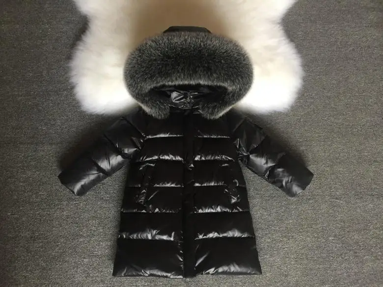 Куртка на утином пуху с меховым капюшоном для мальчиков и девочек теплый детский зимний костюм длинная детская парка, пальто зимний костюм зимняя одежда для девочек - Цвет: 14