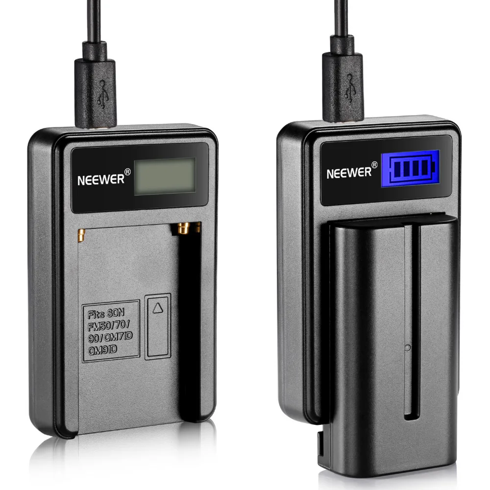 Neewer Micro USB Батарея Зарядное устройство + 2 шт в комплекте 2600 мА/ч NP F550/570/530 Замена